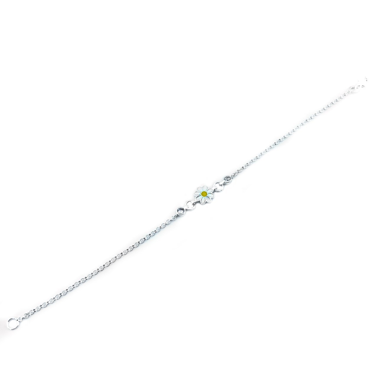 Zirkon Taşlı Papatya Model Gümüş Çocuk Bilekliği