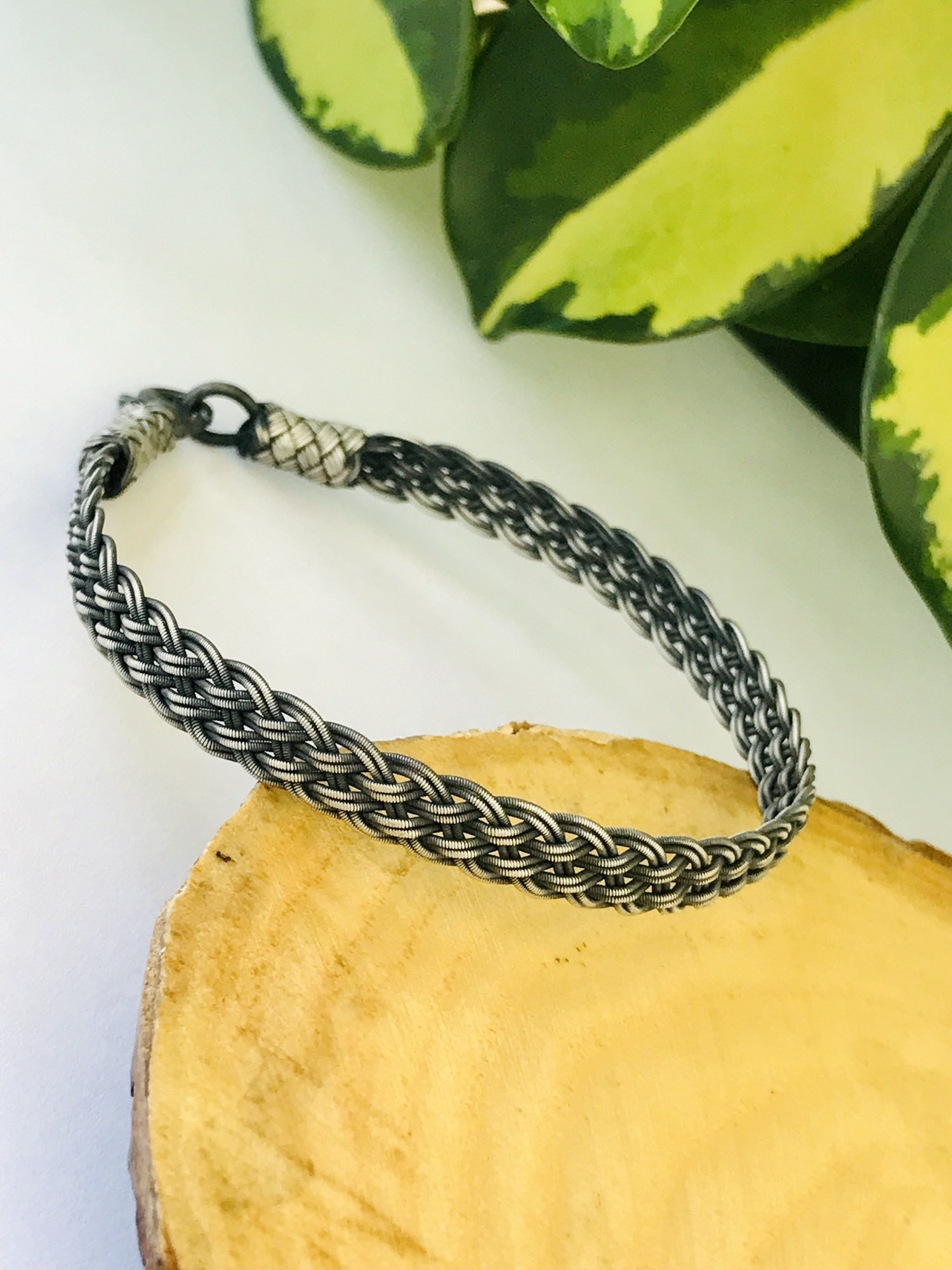 1000 Ayar Gümüş  Örgü Model Bay Bayan Kazaziye Gümüş Bileklik