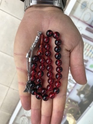 Küre Model Yoğun Hareli Ateş Kehribar Benzetmesi Beyrut Damlası Tesbih
