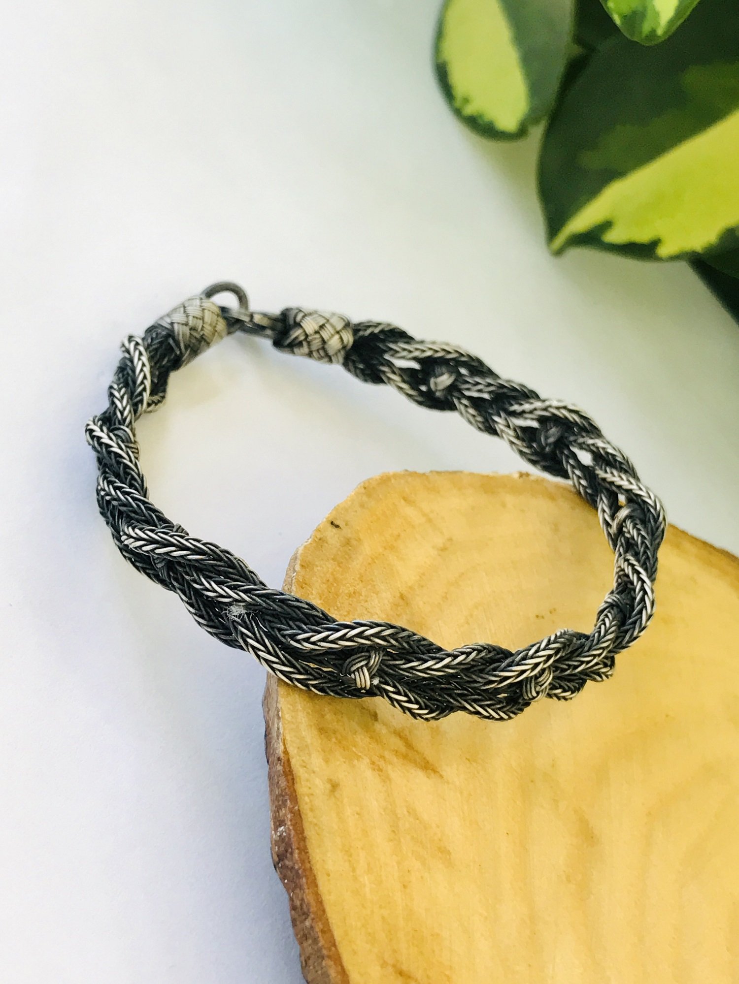 1000 Ayar Gümüş  Örgü Model Bay Bayan Kazaziye Gümüş Bileklik 18 cm