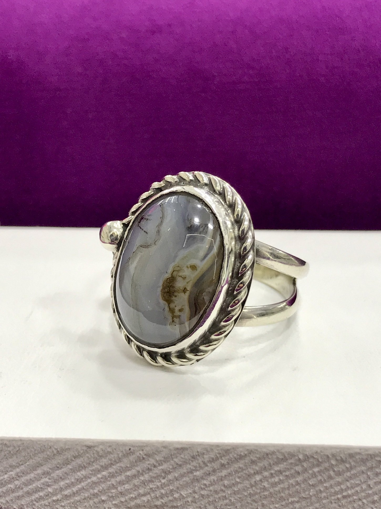 Yemen Akiği 925 Ayar Oksitli Gümüş Otantik Bayan Yüzük