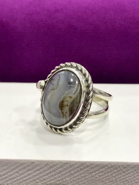 Yemen Akiği 925 Ayar Oksitli Gümüş Otantik Bayan Yüzük