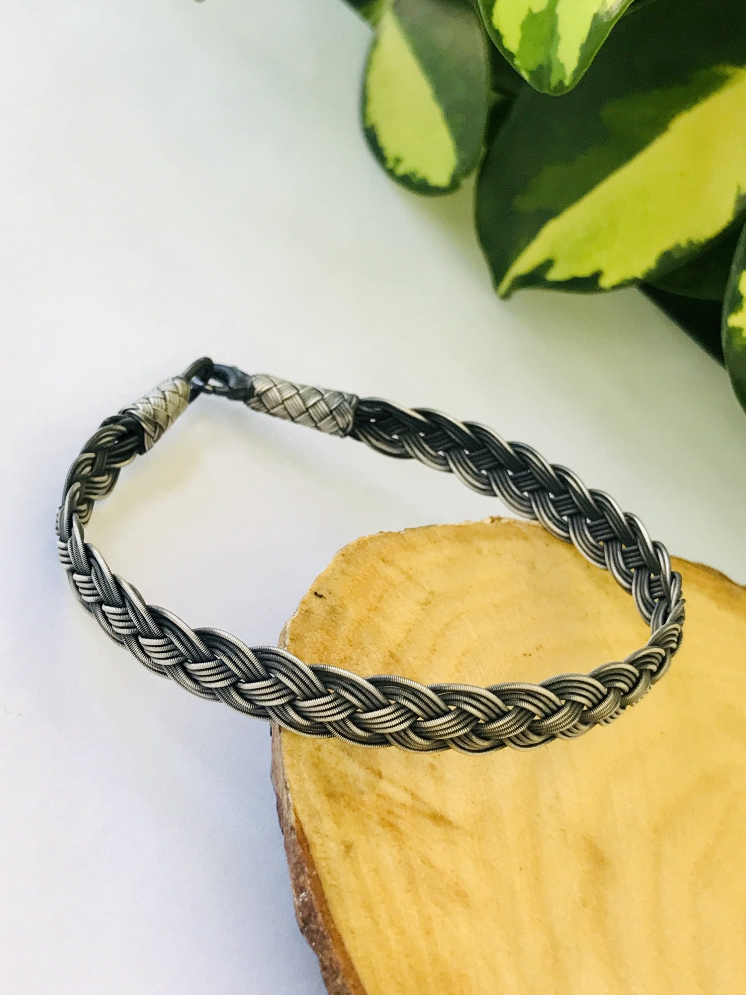 1000 Ayar Gümüş  Örgü Model Bay Bayan Kazaziye Gümüş Bileklik