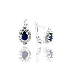 Safir Taşlı Mini Damla Model Gümüş Kadın Küpe