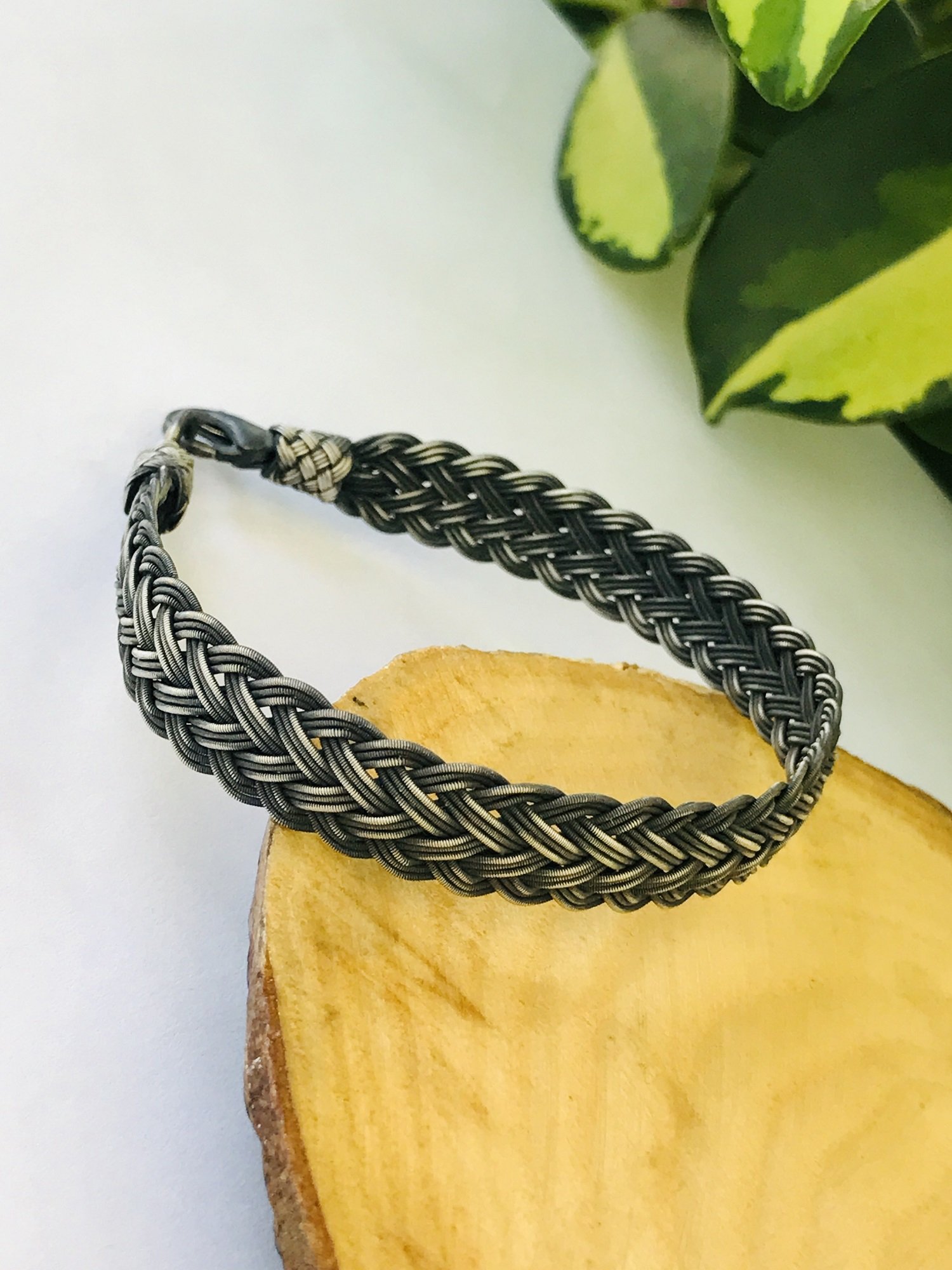 1000 Ayar Gümüş  Örgü Model Bay Bayan Kazaziye Gümüş Bileklik