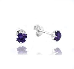 Safir Taşlı Mini Gümüş Bayan Küpe
