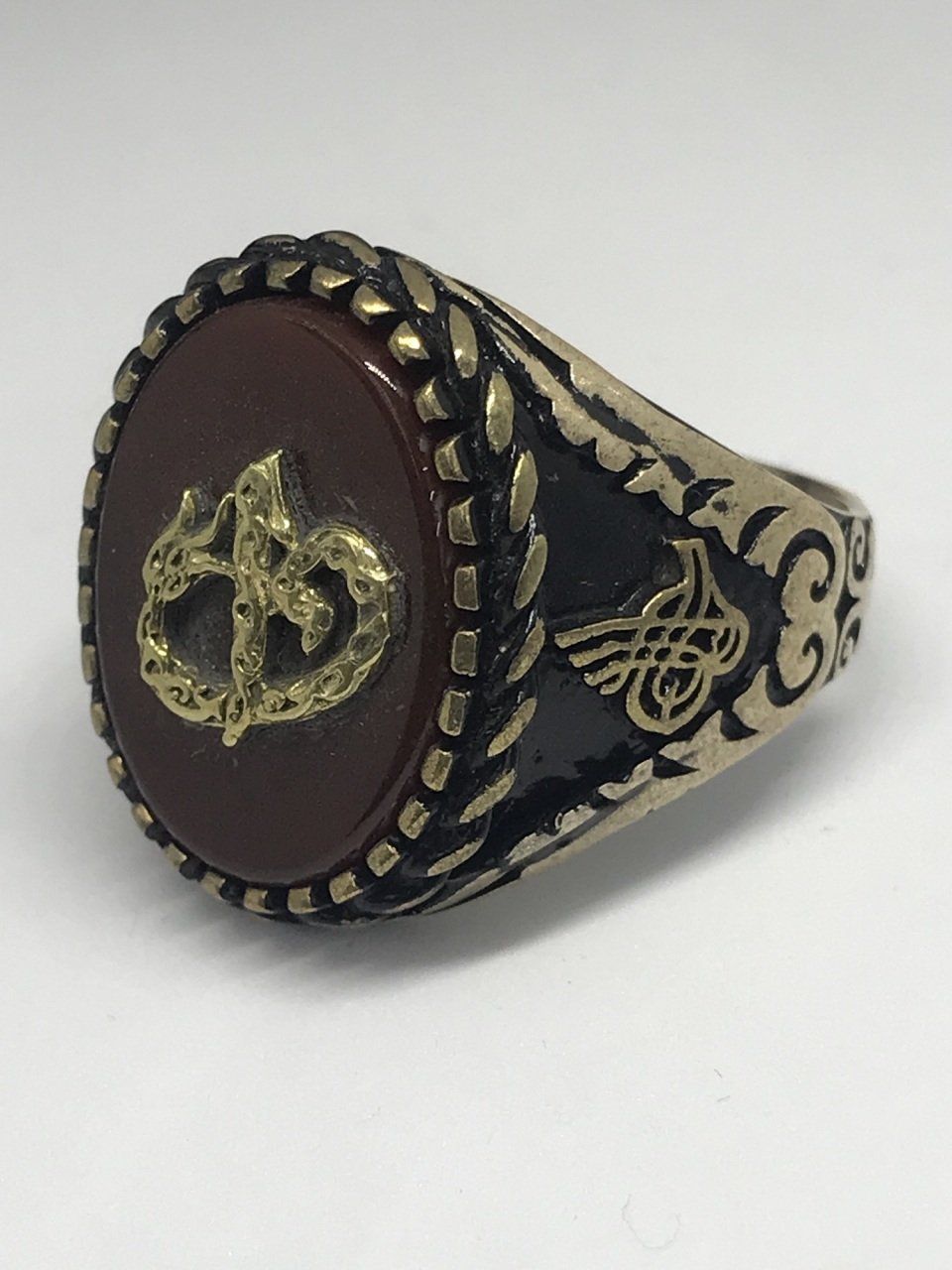 925 Ayar Gümüş Elif Vav Yazılı Erkek Yüzük 13 cm