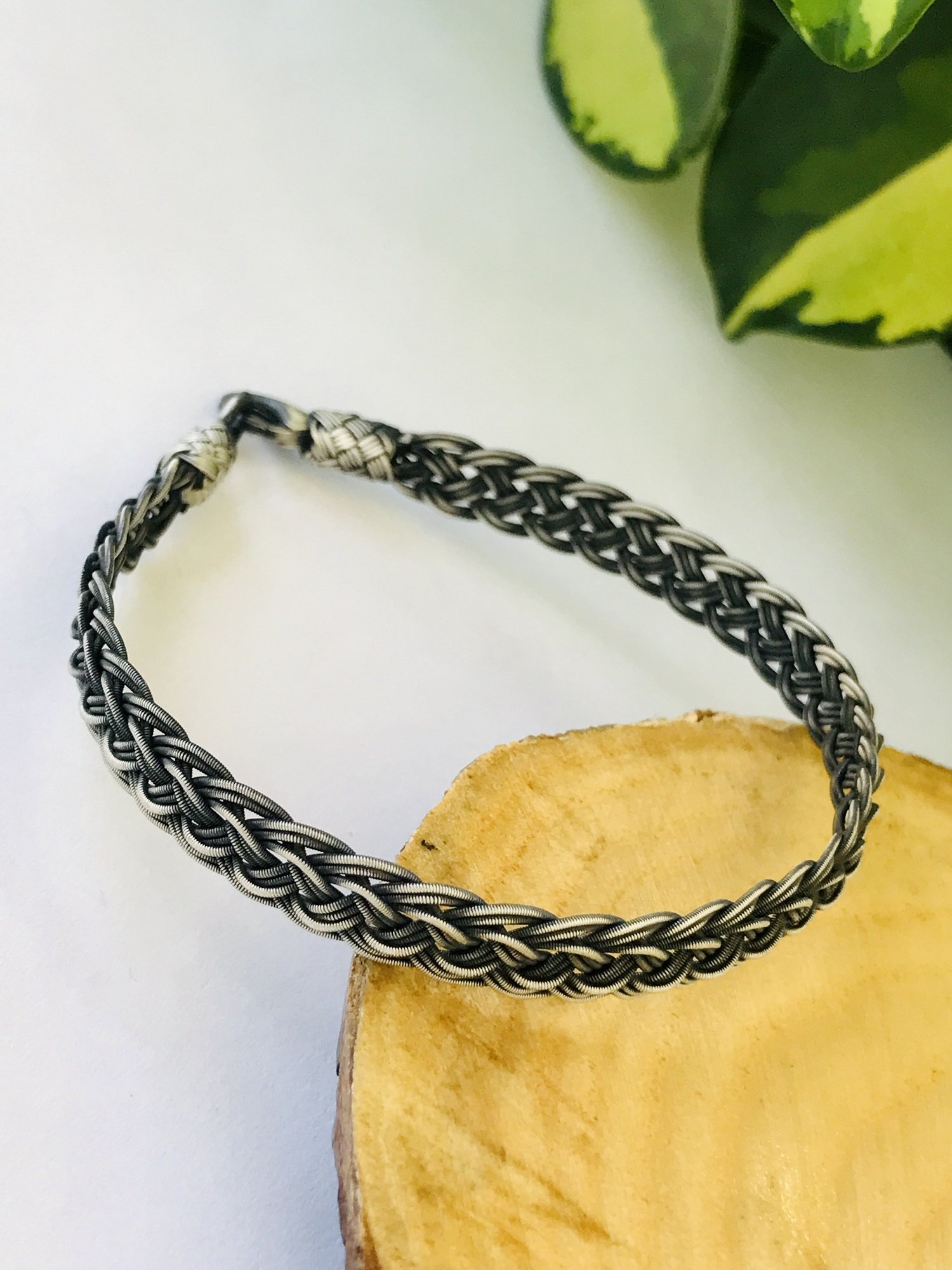 1000 Ayar Gümüş  Örgü Model Bay Bayan Kazaziye Gümüş Bileklik 18 cm