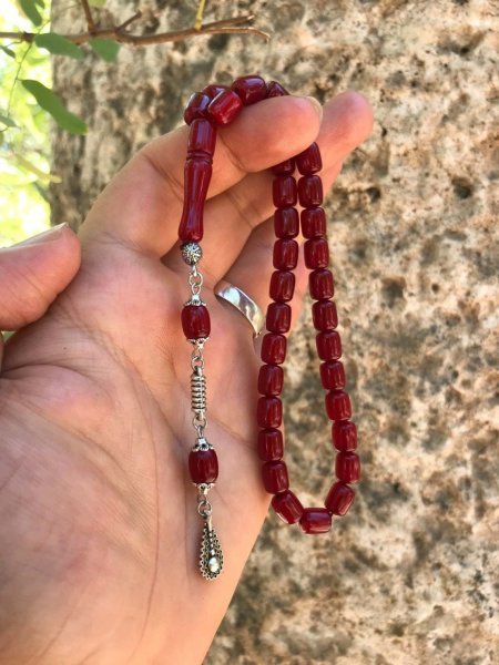 Vişne Çürüğü Tonunda Kapsül Kesim İran Bağası Kehribar Tesbih