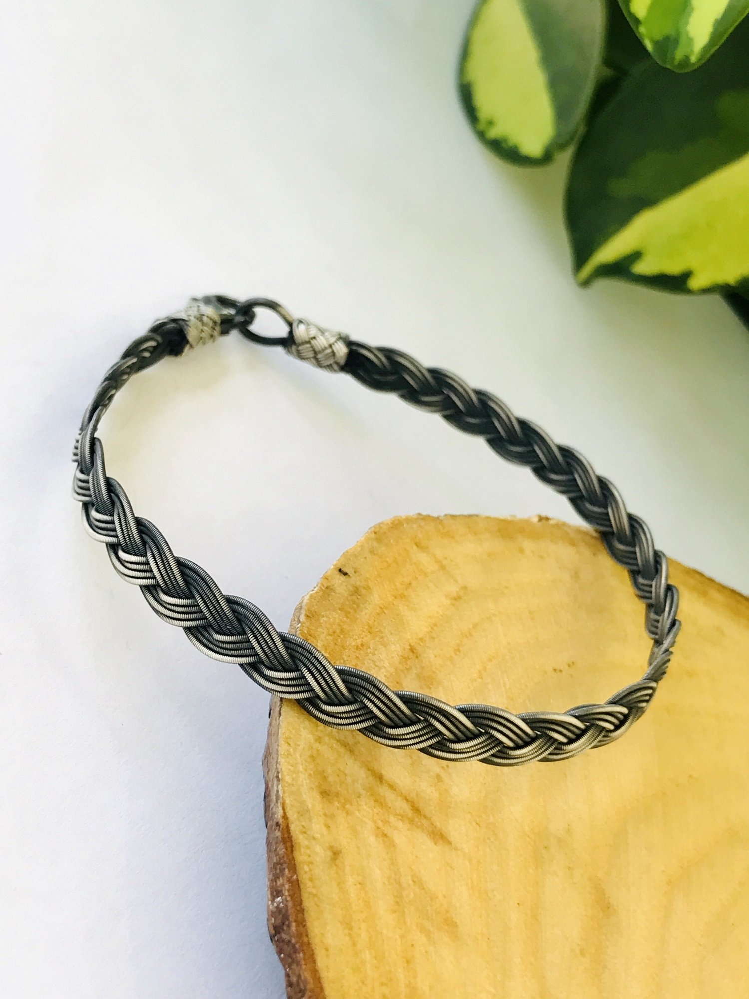1000 Ayar Gümüş  Örgü Model Bay Bayan Kazaziye Gümüş Bileklik 18 cm