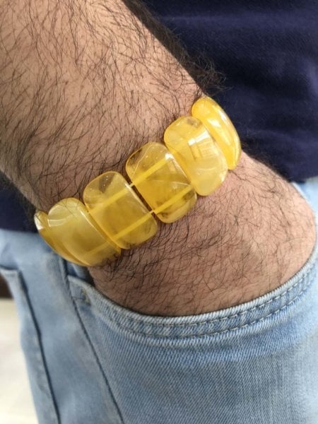 Beyrut Damlası Hareli Kehribar Rolex Model Bileklik