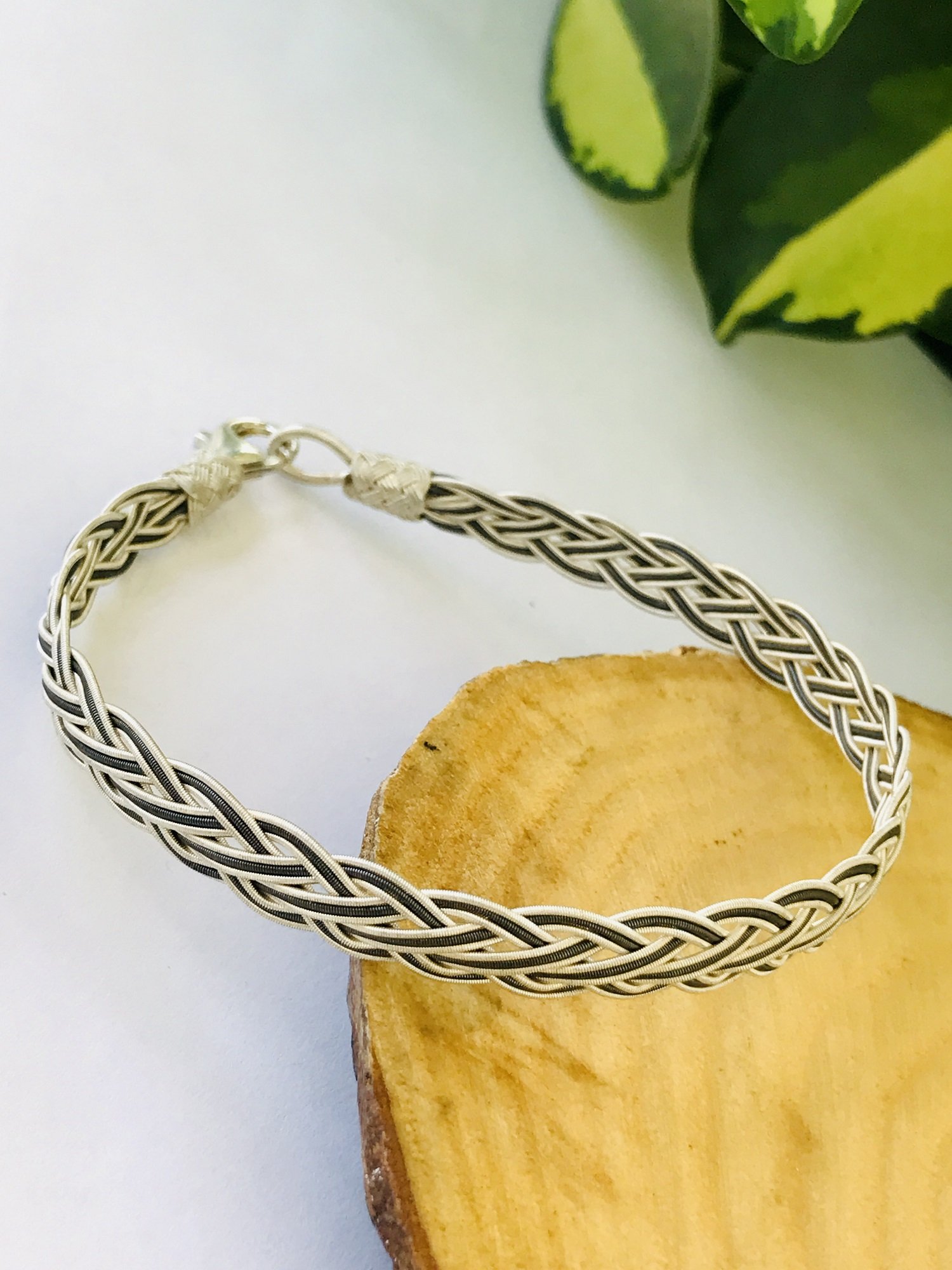 1000 Ayar Gümüş  Örgü Model Bay Bayan Kazaziye Gümüş Bileklik 18 cm