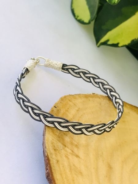 1000 Ayar Gümüş  Örgü Model Bay Bayan Kazaziye Gümüş Bileklik