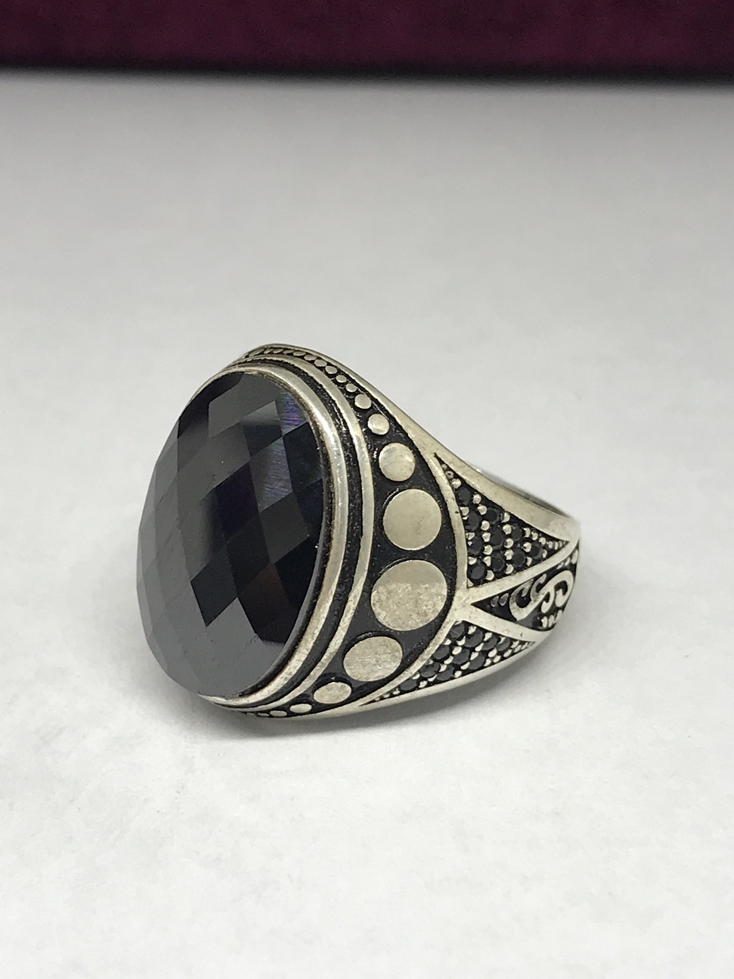 925 Ayar Gümüş Markazit İşlemeli  Erkek Yüzük ST11