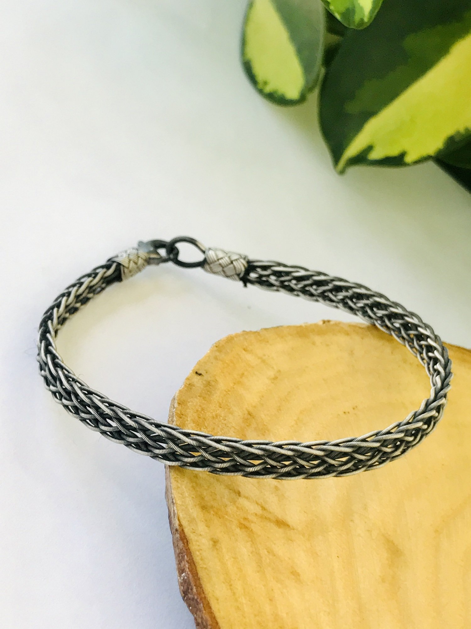 1000 Ayar Gümüş  Örgü Model Bay Bayan Kazaziye Gümüş Bileklik