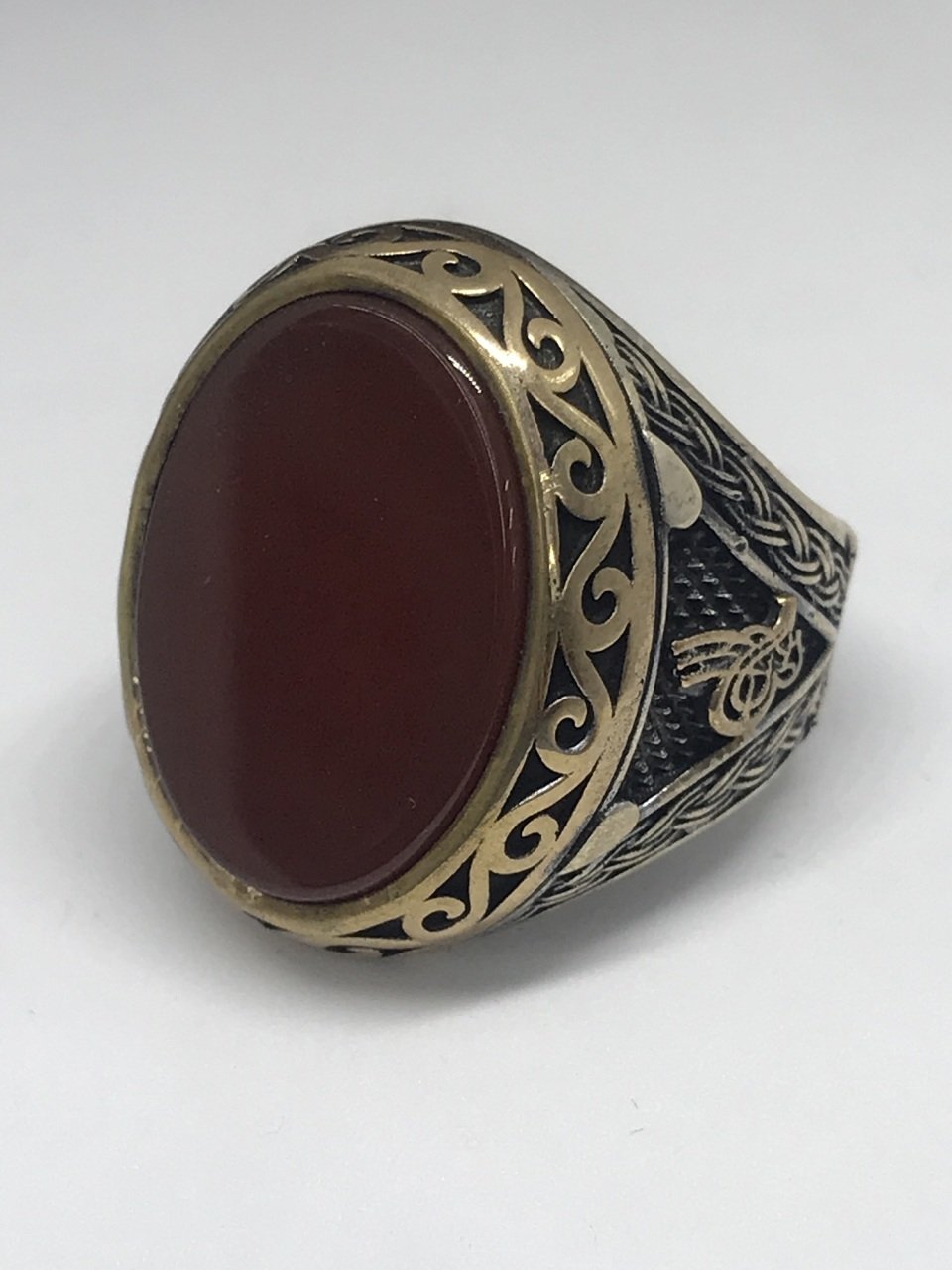 925 Ayar Gümüş Akik Taşlı Erkek Yüzük 13 cm