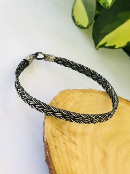 1000 Ayar Gümüş  Örgü Model Bay Bayan Kazaziye Gümüş Bileklik