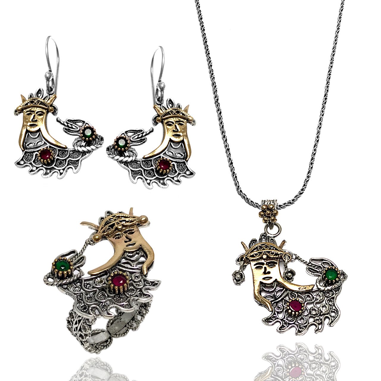 Şahmeran Model Telkari Üçlü Set