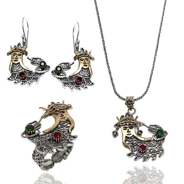 Şahmeran Model Telkari Üçlü Set