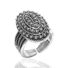 Oval Model Oksitli Telkari Gümüş Bayan Üçlü Set