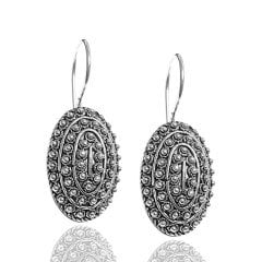 Oval Model Oksitli Telkari Gümüş Bayan Üçlü Set