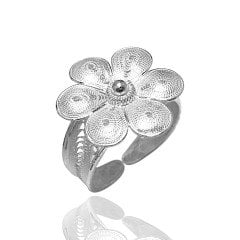 Telkari İşçilikli Papatya Model 925 Ayar Saf Gümüş Bayan Üçlü Set