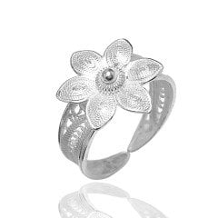 Telkari İşçilikli Çiçek Model 925 Ayar Saf Gümüş Bayan Üçlü Set