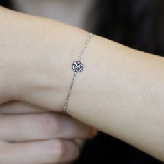 Miks Taşlı Kar Tanesi Model Gümüş Bileklik