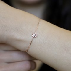 Gold Renk Kar Tanesi Model Gümüş Bileklik