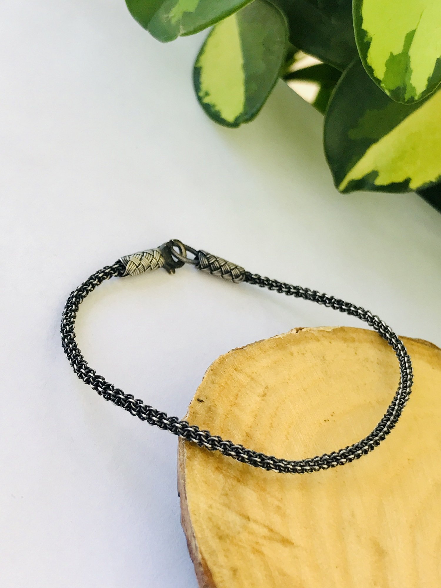 1000 Ayar Gümüş  Örgü Model Bay Bayan Kazaziye Gümüş Bileklik