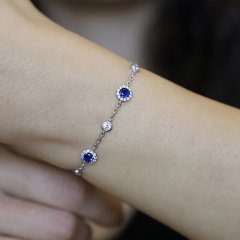 Safir Taşlı 925 Ayar Gümüş Bayan Bileklik