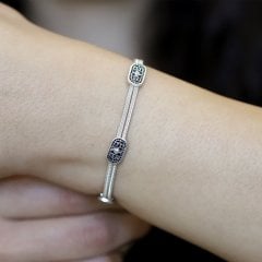 925 Ayar Gümüş Hasır Model Bayan Bileklik