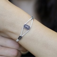 925 Ayar Gümüş Hasır Model Bayan Bileklik