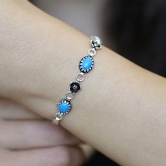 Sedef Taşlı 925 Ayar Gümüş Hasır Bileklik