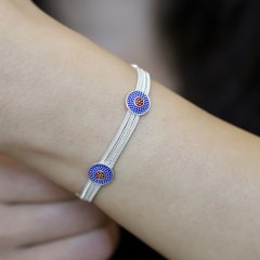 925 Ayar Saf Gümüş Mine İşlemeli Bayan Bileklik