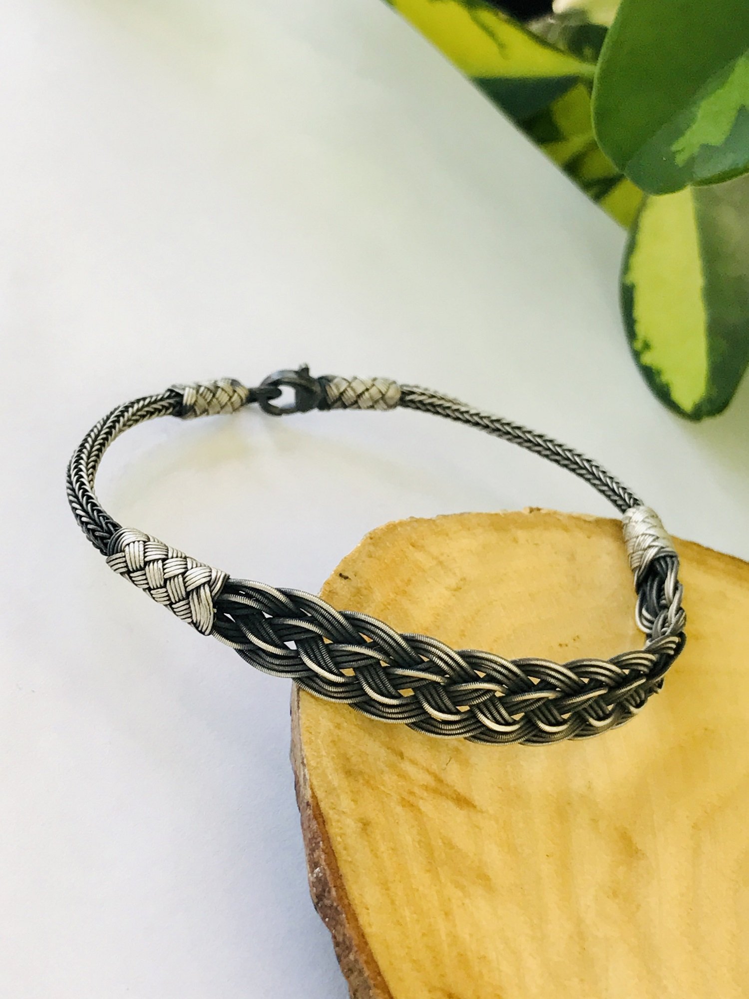 1000 Ayar Gümüş  Örgü Model Bay Bayan Kazaziye Gümüş Bileklik