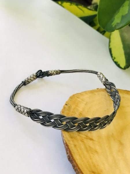 1000 Ayar Gümüş  Örgü Model Bay Bayan Kazaziye Gümüş Bileklik