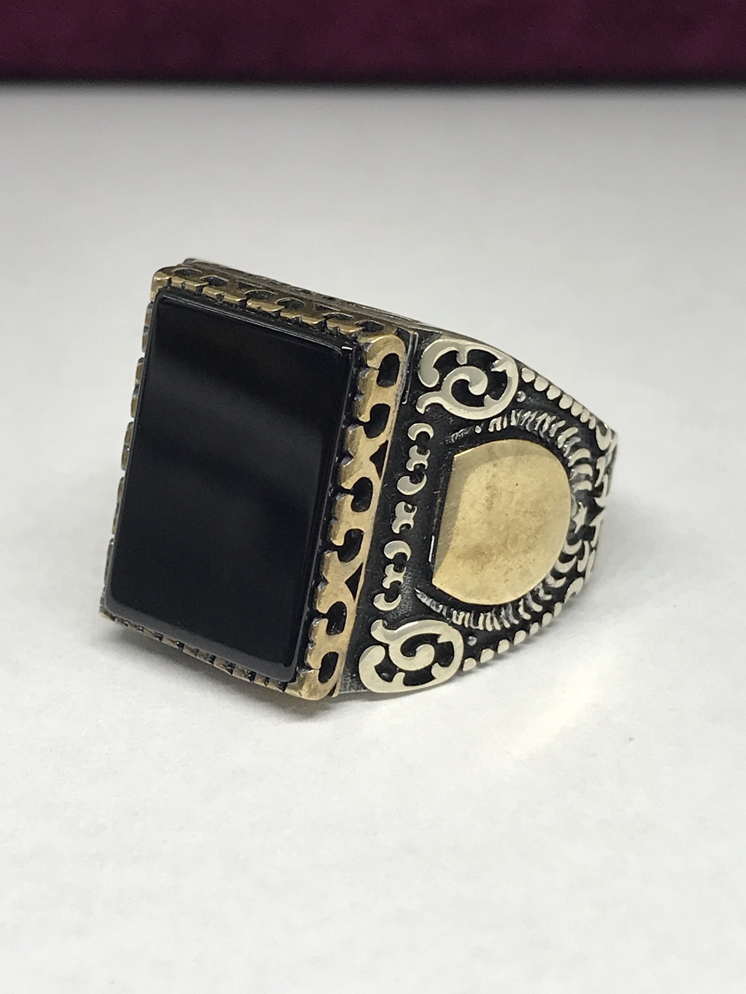 925 Ayar Gümüş Oniks Taşlı Erkek Yüzük ST16