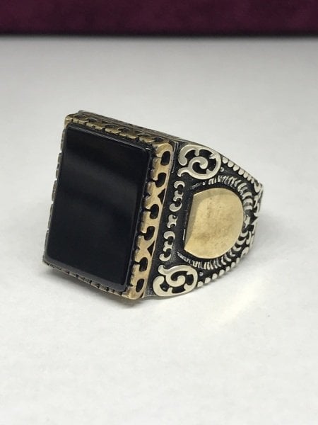 925 Ayar Gümüş Oniks Taşlı Erkek Yüzük ST16