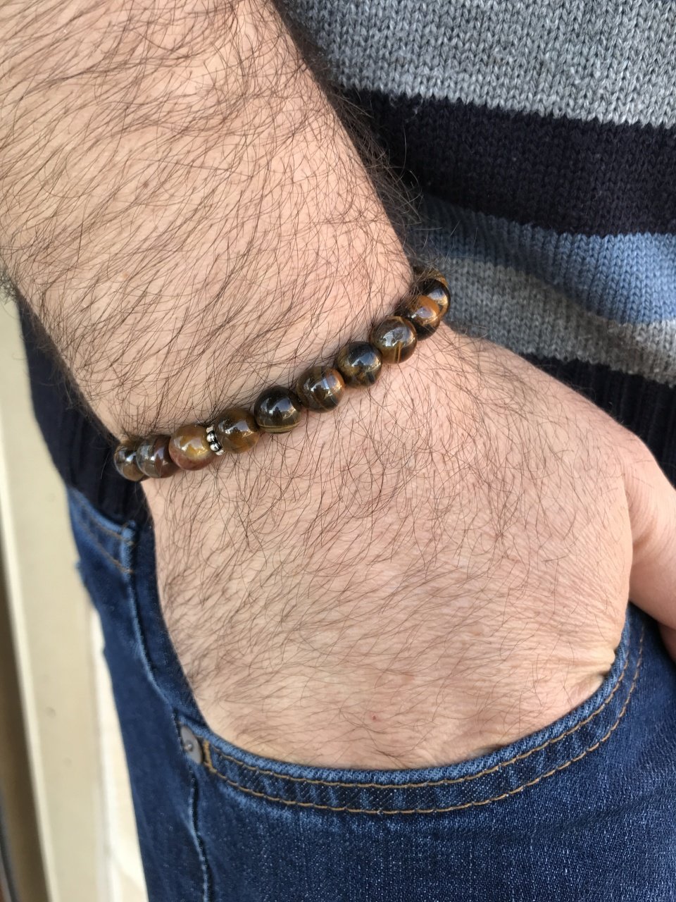 Gümüş Aparatlı Kaplangözü Doğal Taş Bay-Bayan Bileklik