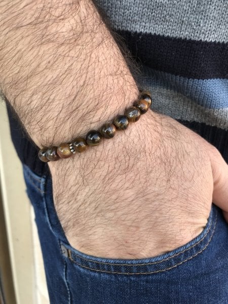 Gümüş Aparatlı Kaplangözü Doğal Taş Bay-Bayan Bileklik