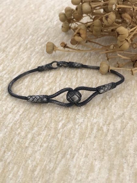 Top Düğümlü 1000 Ayar Kazaziye Gümüş Unisex Bileklik