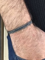 Örgülü Model 1000 Ayar Kazaziye Gümüş Unisex Bileklik