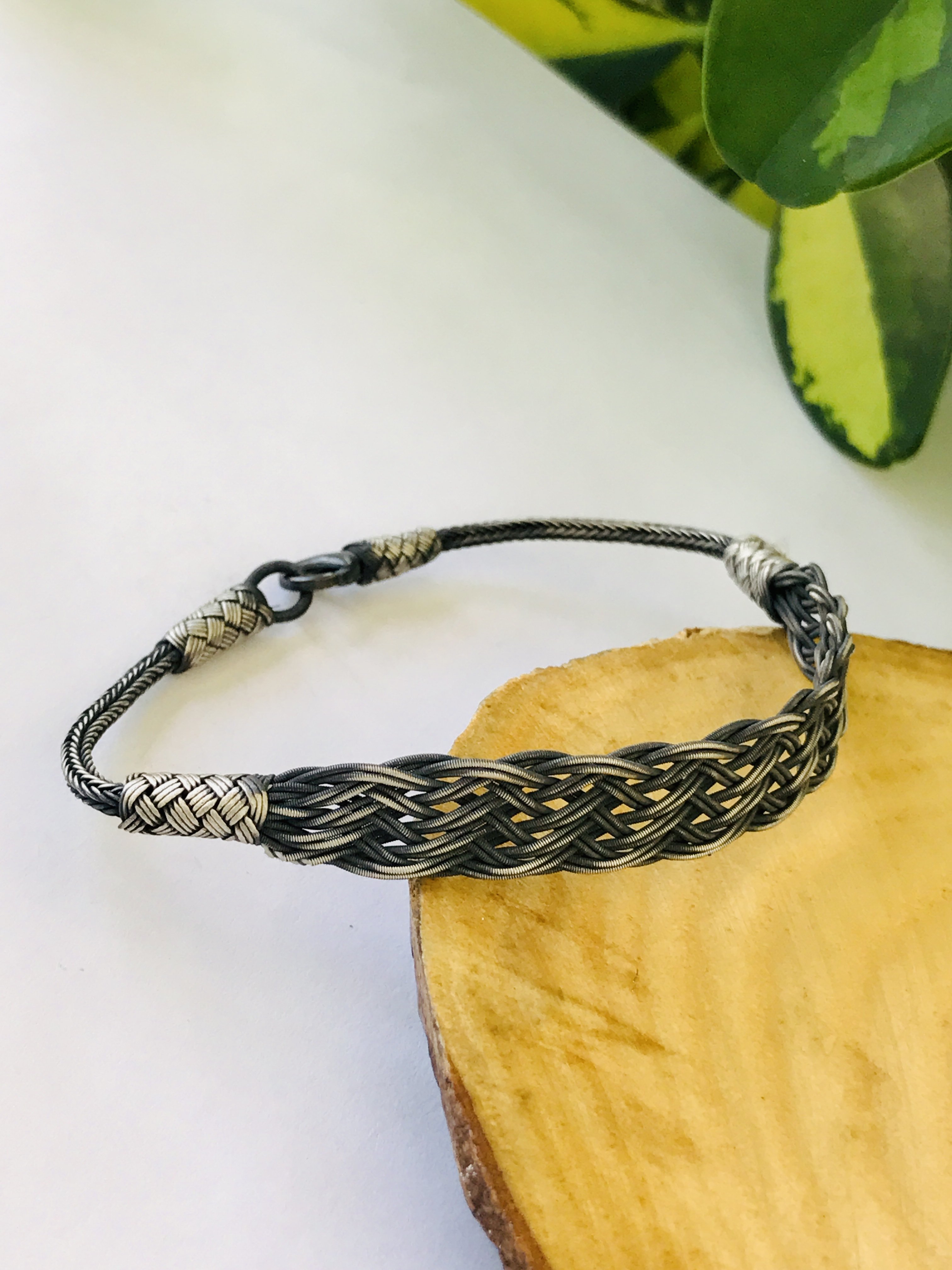 1000 Ayar Gümüş  Örgü Model Bay Bayan Kazaziye Gümüş Bileklik