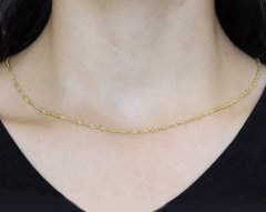 925 Ayar Saf Gümüş Gold Renk Singapur Zincir