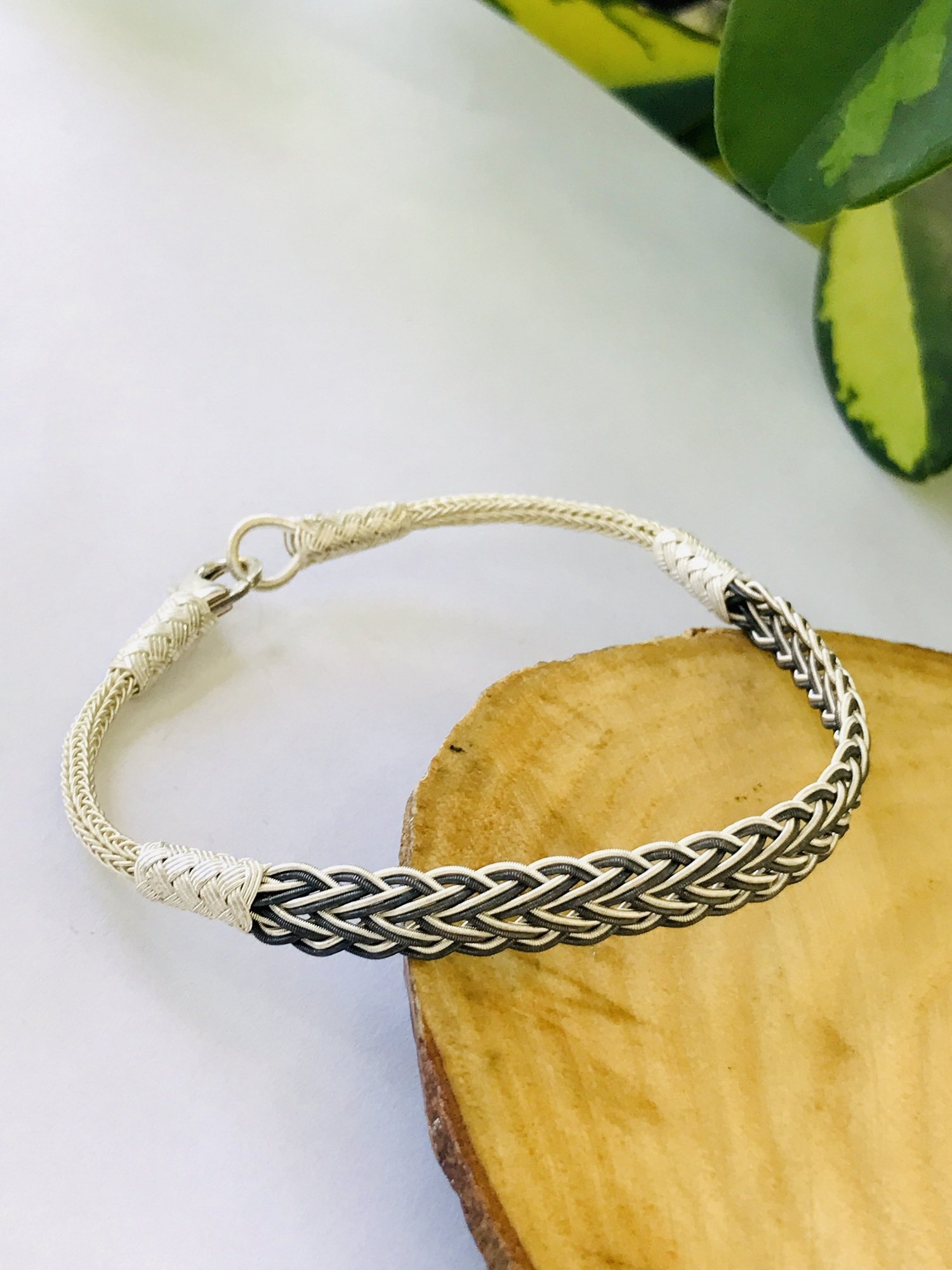 1000 Ayar Gümüş  Örgü Model Bay Bayan Kazaziye Gümüş Bileklik