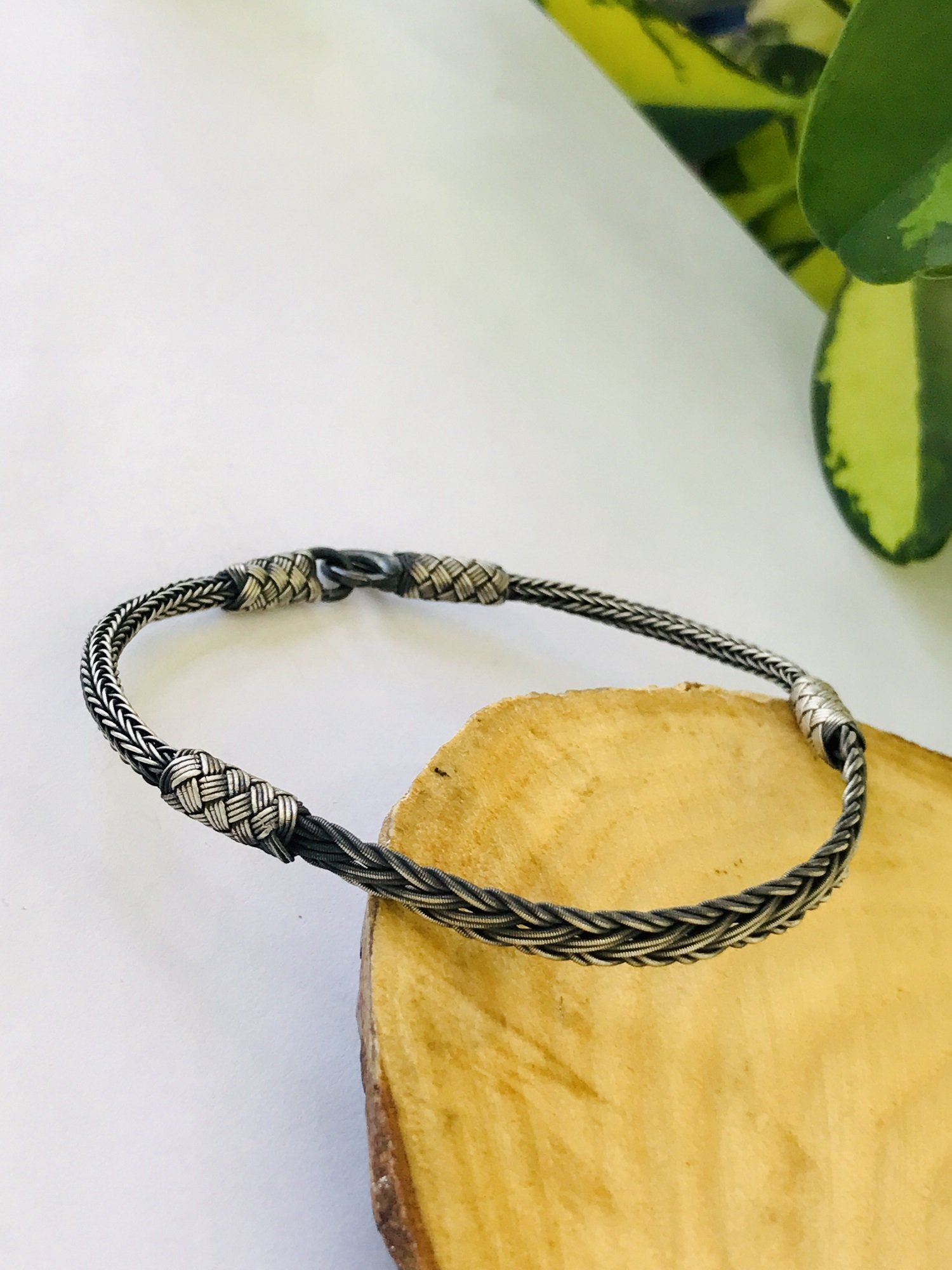 1000 Ayar Gümüş  Örgü Model Bay Bayan Kazaziye Gümüş Bileklik