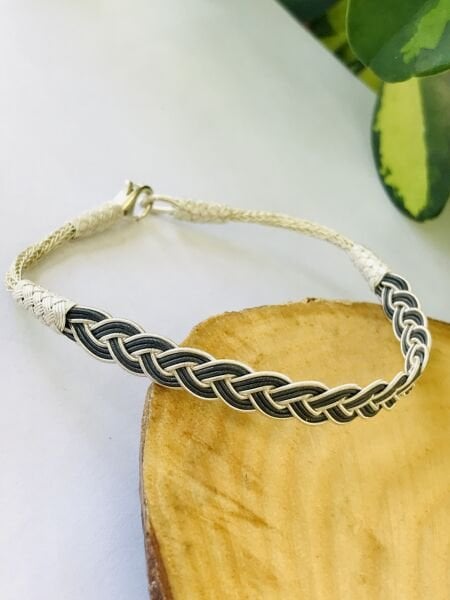 1000 Ayar Gümüş  Örgü Model Bay Bayan Kazaziye Gümüş Bileklik