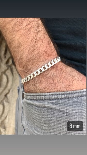 SULTAN TELKARİ 925 Ayar Gümüş 8 MM Gurmet Model Erkek Gümüş Bileklik ST20