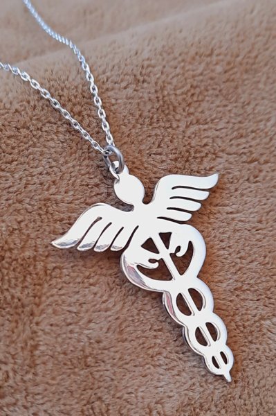 Sultan Telkâri 925 Ayar Gümüş Hermes Caduceus Tıp Sağlık Sembolü Kolye